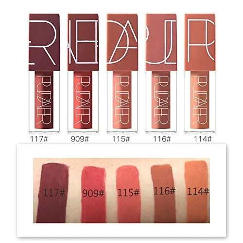 5 Colors Matte Lipstick Set, Long Lasting Velvet Lips Tint Liquid Lipstick Waterproof Lipstick Makeup 5pcs/kit