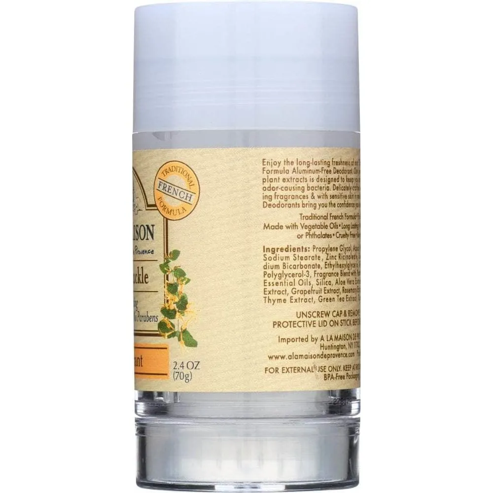 A La Maison De Provence Deodorant Honeysuckle, 2.4 Oz (Case of 3)