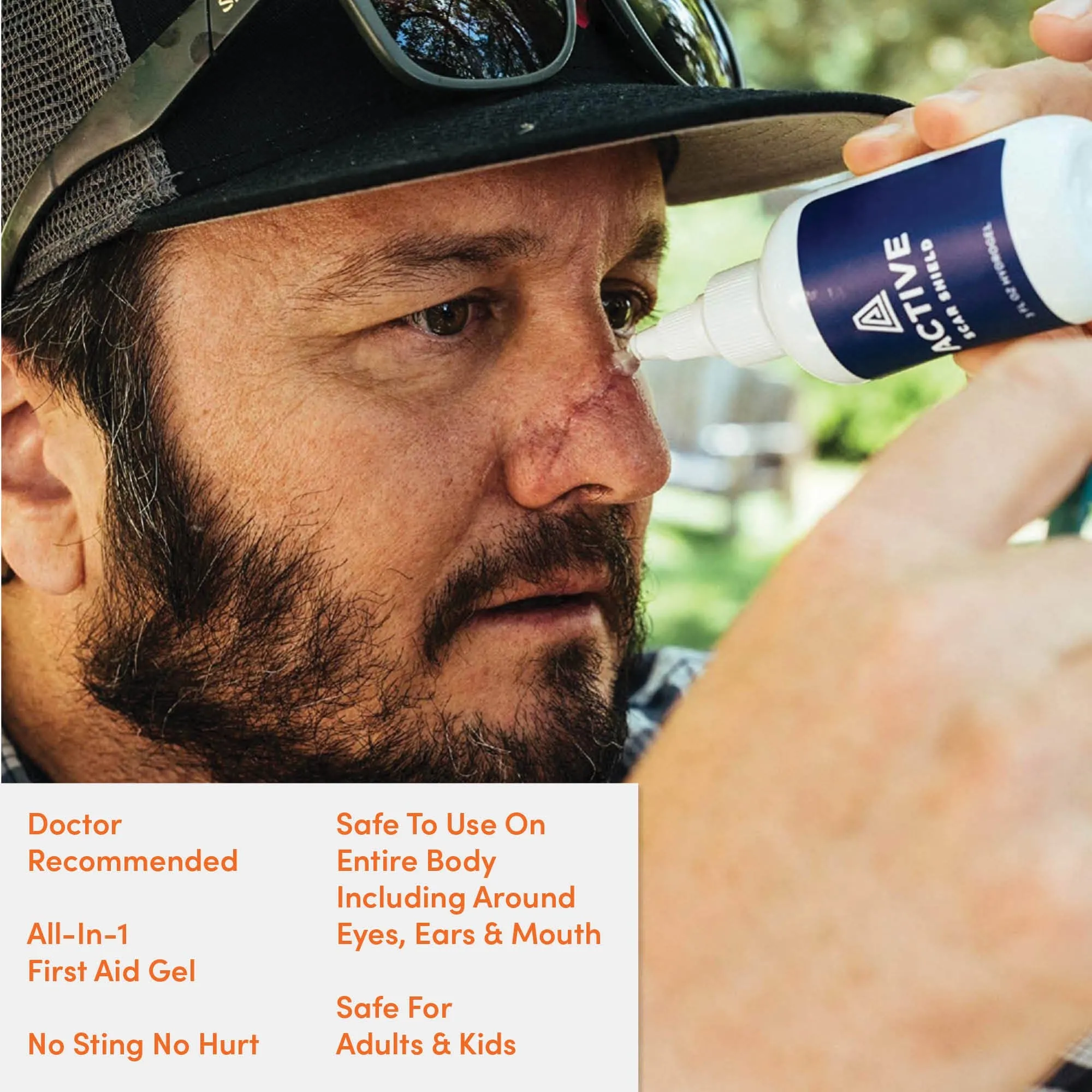 Active Skin Repair First Aid Scar Shield Hydrogel - Scar Treatment for Cuts, Scrapes, Burns and Other Wounds to Stop Scars BEFORE They Form - Natural and Non-Toxic Scar Prevention Gel (3 oz Gel)