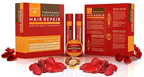 Advanced Hair Repair Shampoo and Conditioner Set with Argan Oil and Macadamia Oil by Arvazallia - Sulfate Free Shampoo, Conditioner, and Deep Conditioner Hair Mask System for Dry or Damaged Hair