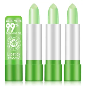 Aloe Vera Lipstick,3 Pack Moisture Lip Balm Aloe Lip Gloss,Long Lasting Nutritious Lip Balm Lips Moisturizer Magic Temperature Color Change Lip loss,Green 3 Pack