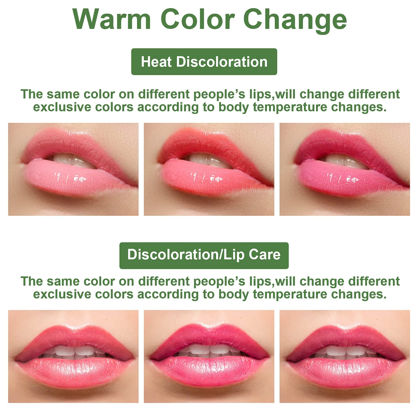 Aloe Vera Lipstick,3 Pack Moisture Lip Balm Aloe Lip Gloss,Long Lasting Nutritious Lip Balm Lips Moisturizer Magic Temperature Color Change Lip loss,Green 3 Pack