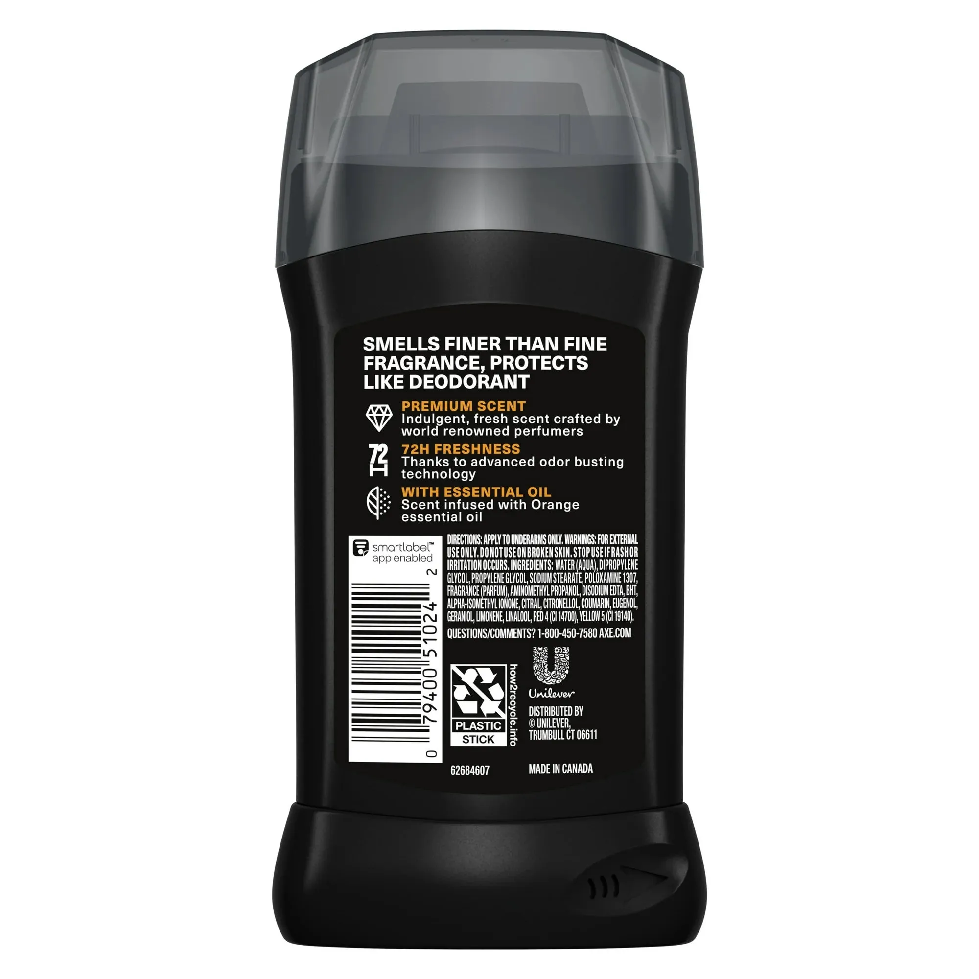 Axe Fine Fragrance Men's Deodorant Stick Black Vanilla with Orange   Sandalwood Aluminum Free, 3 oz