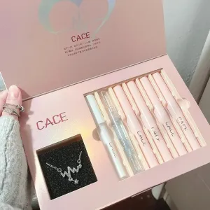 CACE Matte Liquid Lipstick Makeup Sets 4 Colours Lipgloss And 1pc Transparent Lipgloss And 1pc Lip Balm Plumper And Necklace Gift