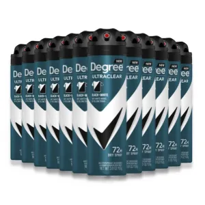 Degree, Advanced 72H MotionSense, Ultraclear Black   White, Dry Spray 3.8 Oz- 12 Pack