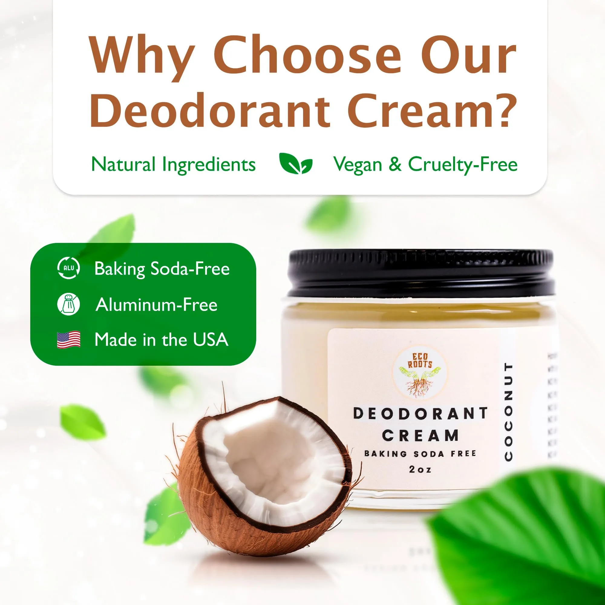 ECO ROOTS: Organic Deodorant Cream - Baking Soda Free (2oz)