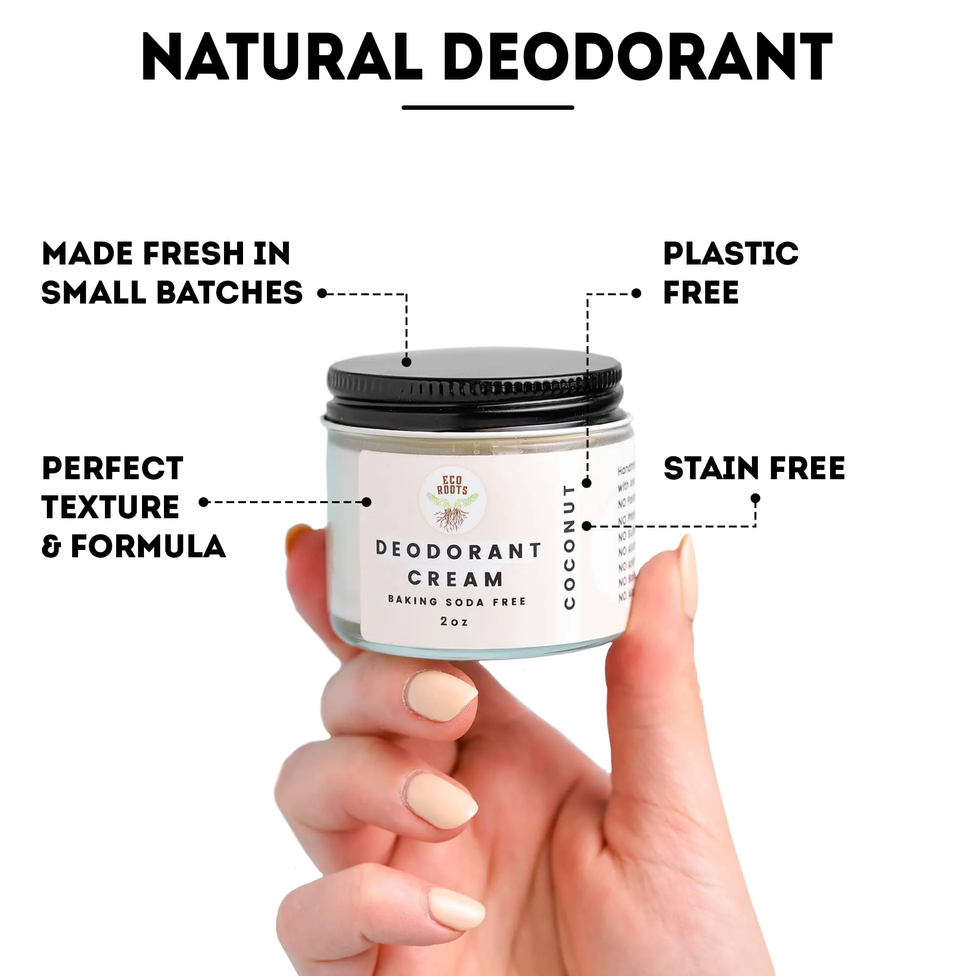 ECO ROOTS: Organic Deodorant Cream - Baking Soda Free (2oz)
