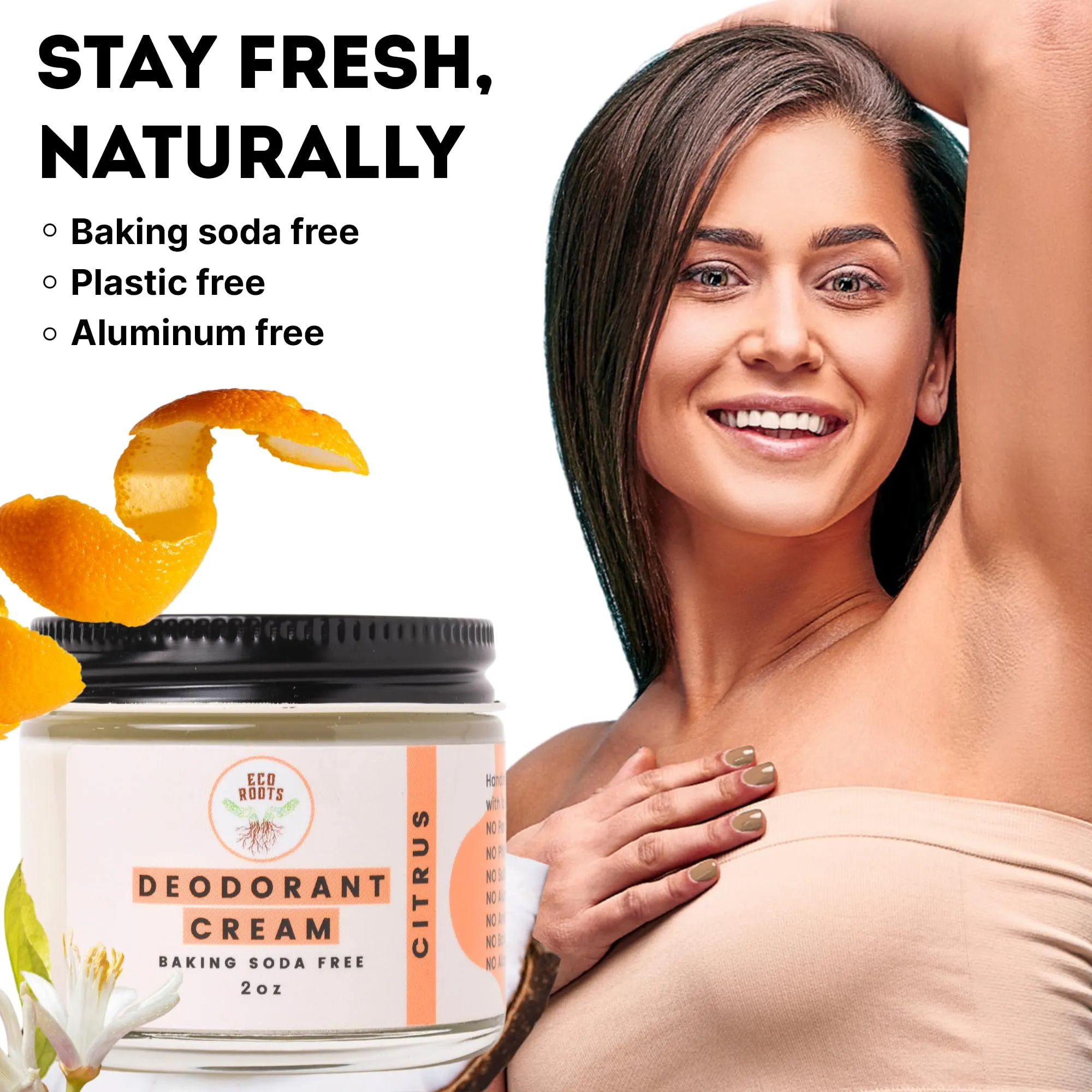 ECO ROOTS: Organic Deodorant Cream - Baking Soda Free (2oz)