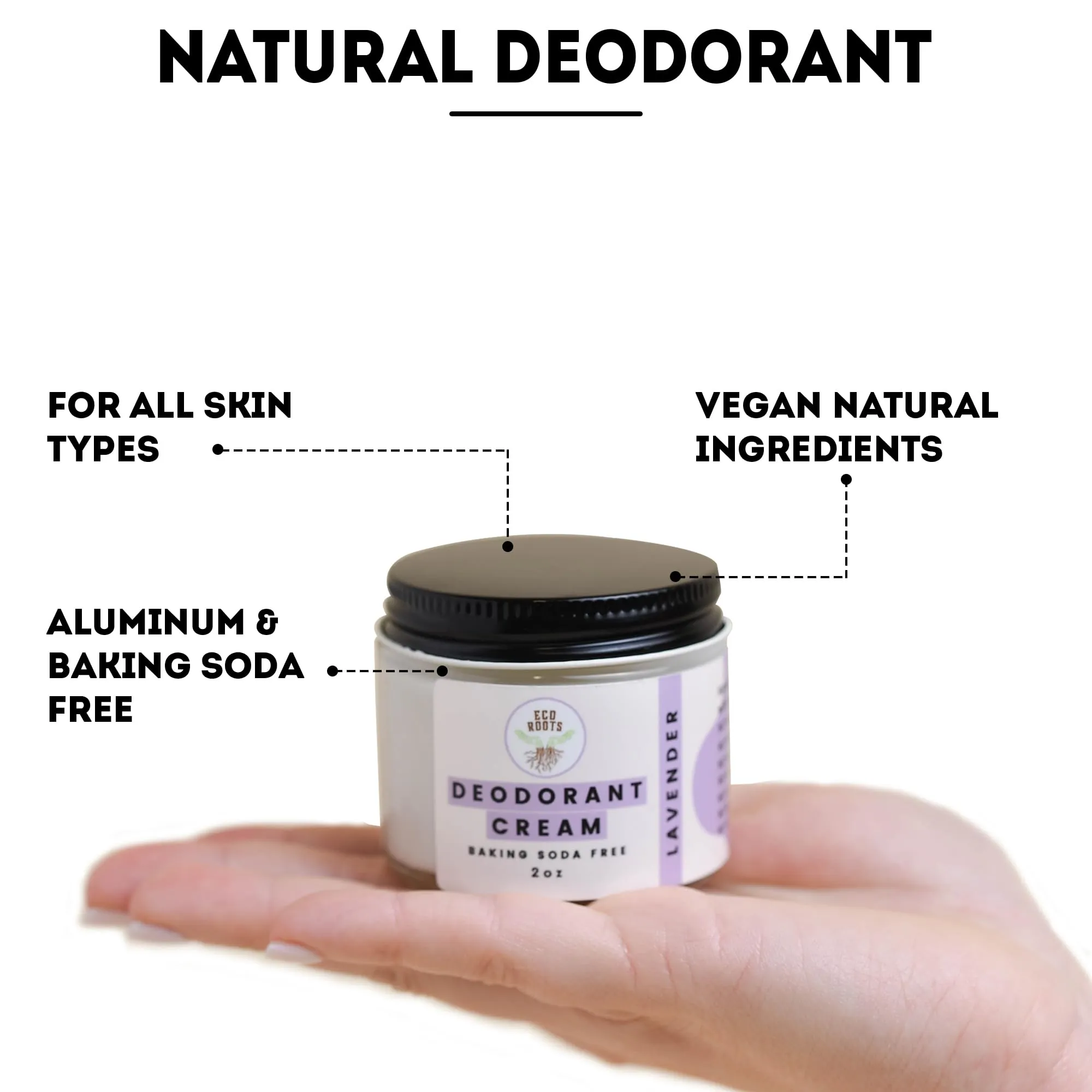 ECO ROOTS: Organic Deodorant Cream - Baking Soda Free (2oz)
