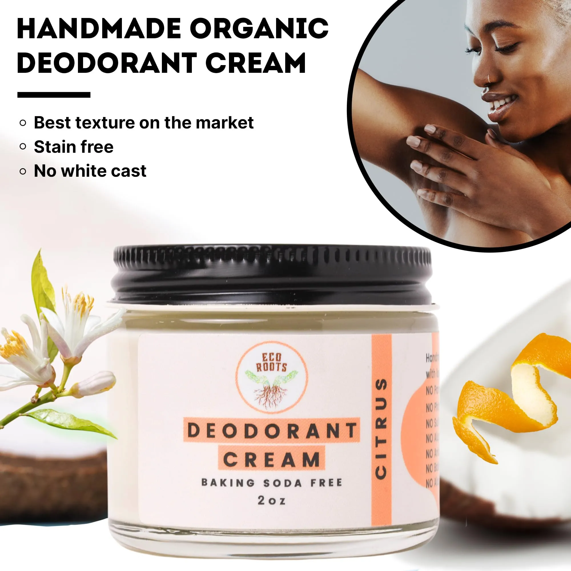 ECO ROOTS: Organic Deodorant Cream - Baking Soda Free (2oz)