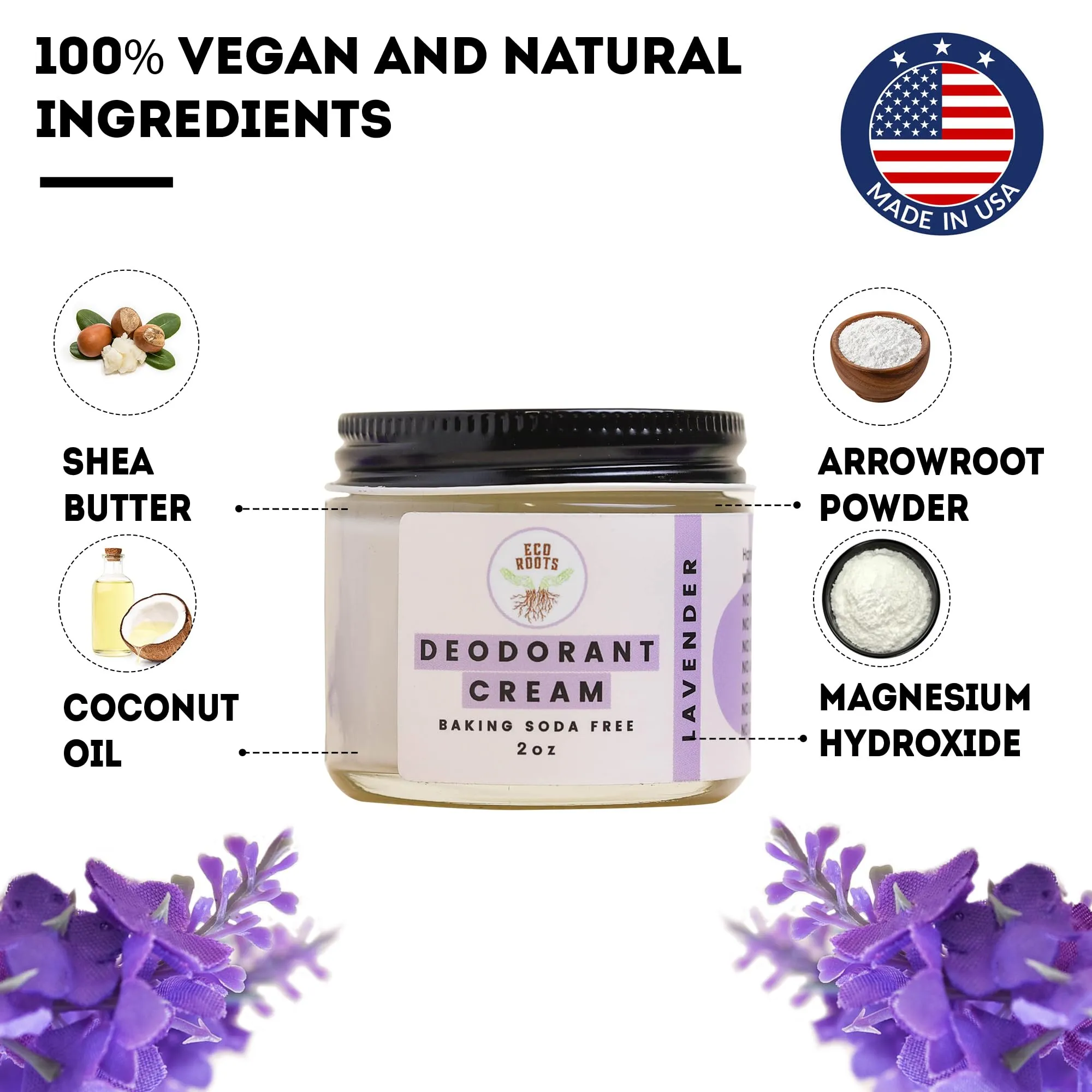 ECO ROOTS: Organic Deodorant Cream - Baking Soda Free (2oz)