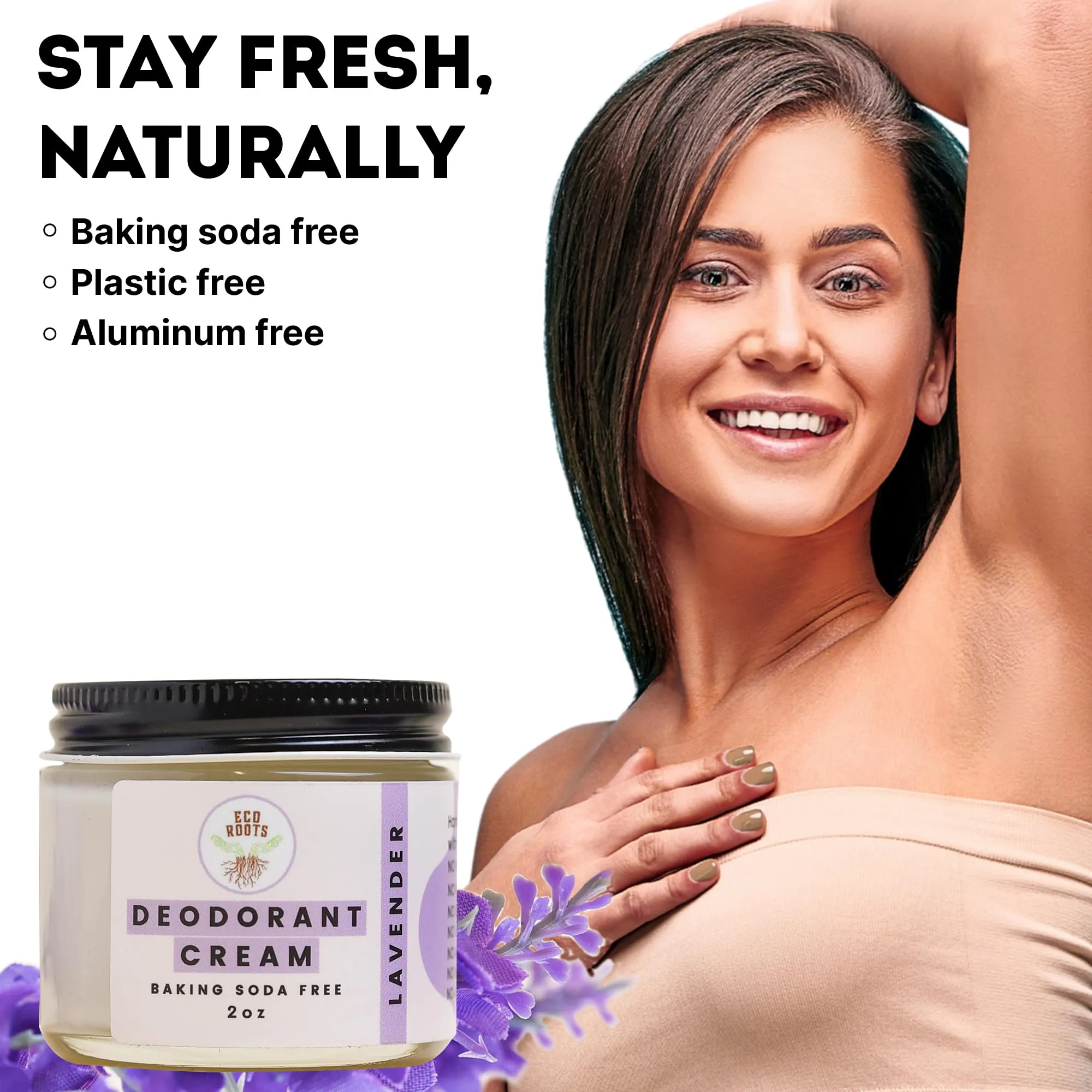 ECO ROOTS: Organic Deodorant Cream - Baking Soda Free (2oz)