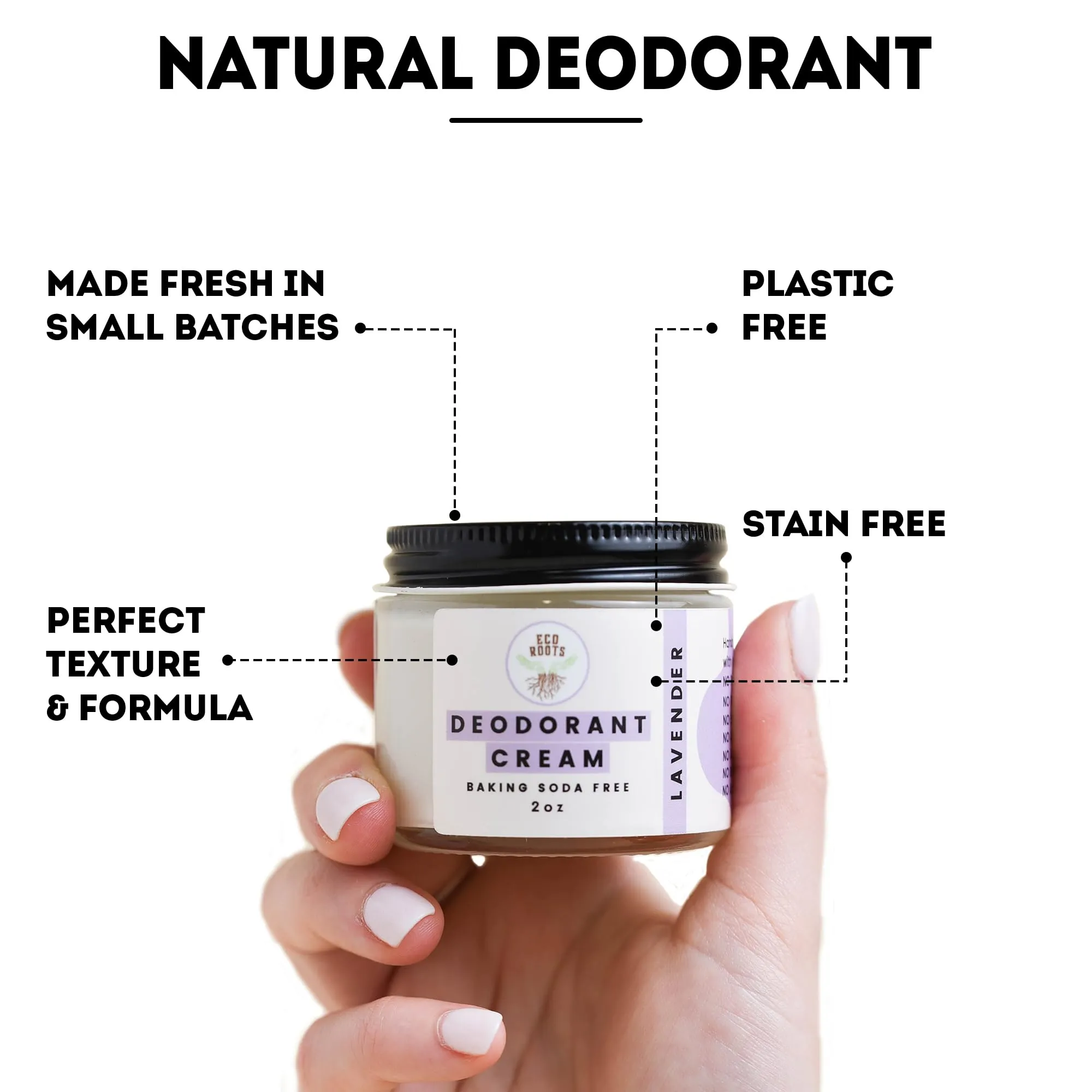 ECO ROOTS: Organic Deodorant Cream - Baking Soda Free (2oz)