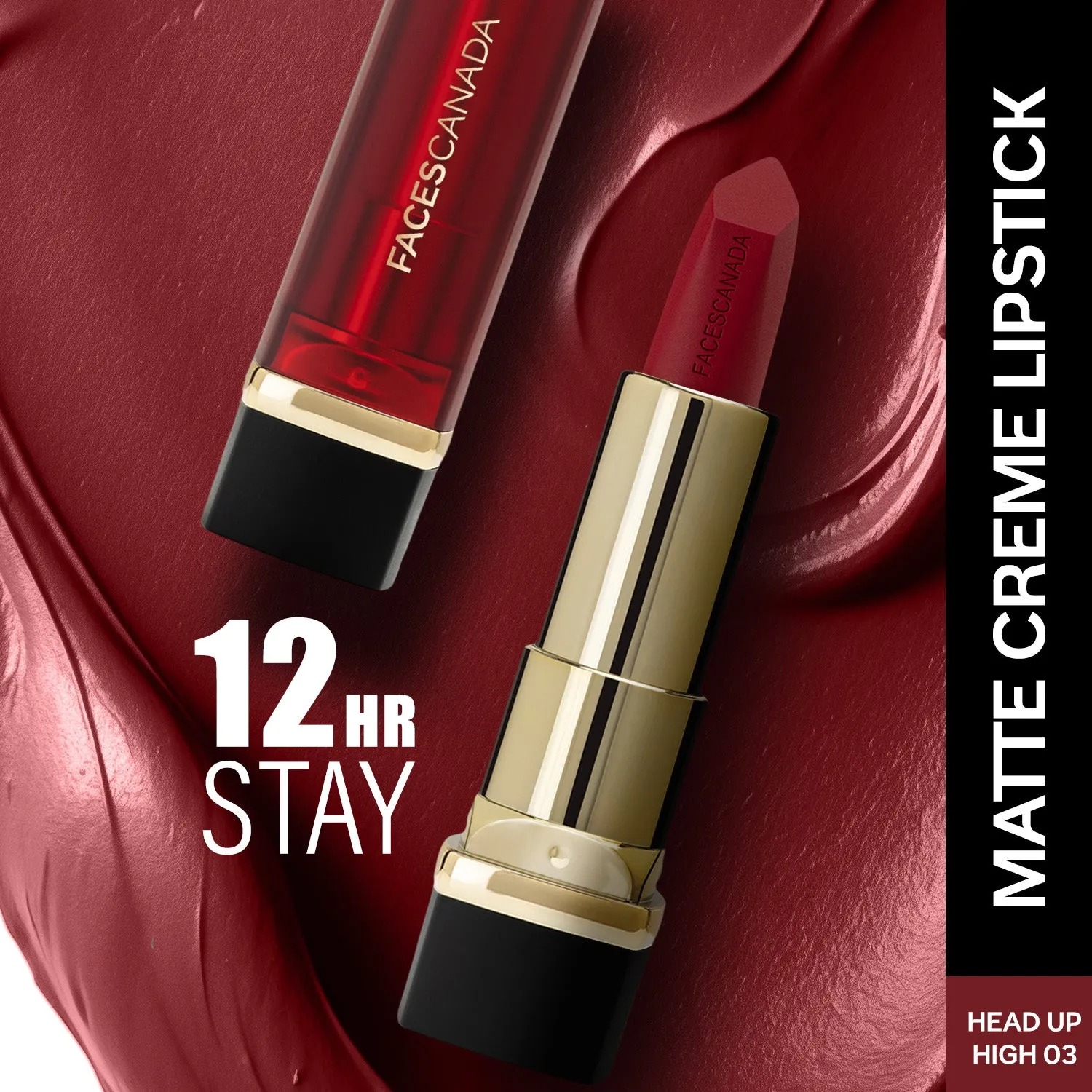 FACES CANADA Comfy Matte Creme Lipstick - Head Up High, 4.2g | Long Stay | Creamy Matte Finish | Intense Color | Hydrating & Nourishing | Smooth Application