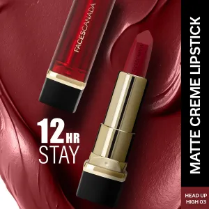 FACES CANADA Comfy Matte Creme Lipstick - Head Up High, 4.2g | Long Stay | Creamy Matte Finish | Intense Color | Hydrating & Nourishing | Smooth Application