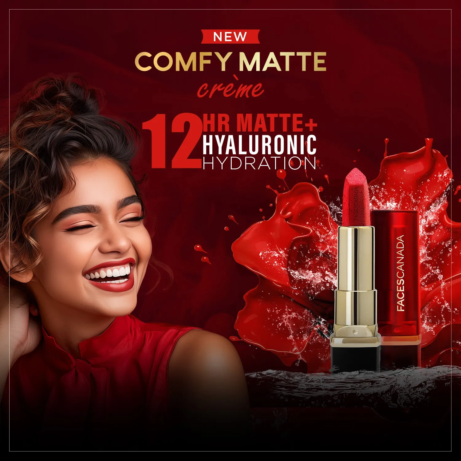 FACES CANADA Comfy Matte Creme Lipstick - Head Up High, 4.2g | Long Stay | Creamy Matte Finish | Intense Color | Hydrating & Nourishing | Smooth Application