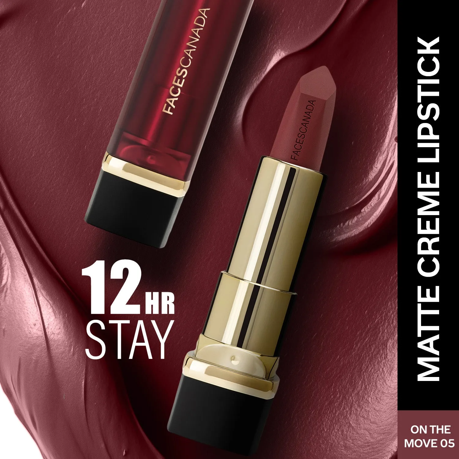 FACES CANADA Comfy Matte Creme Lipstick - On The Move, 4.2g | Long Stay | Creamy Matte Finish | Intense Color | Hydrating & Nourishing | Smooth Application