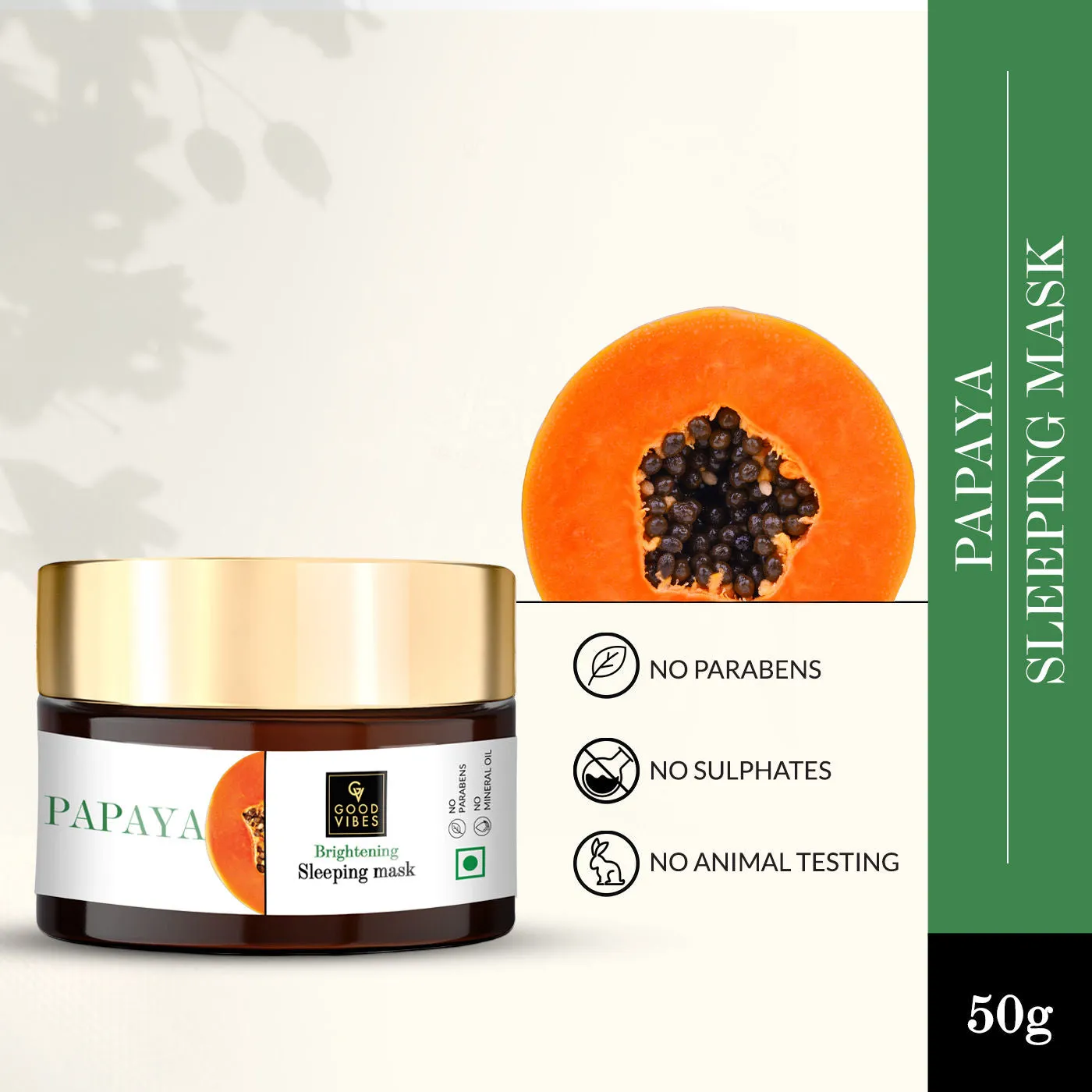 Good Vibes Papaya Brightening Sleeping Mask | Nourishing, Tan Removal | No Parabens, No Sulphates, No Mineral Oil (50 g)