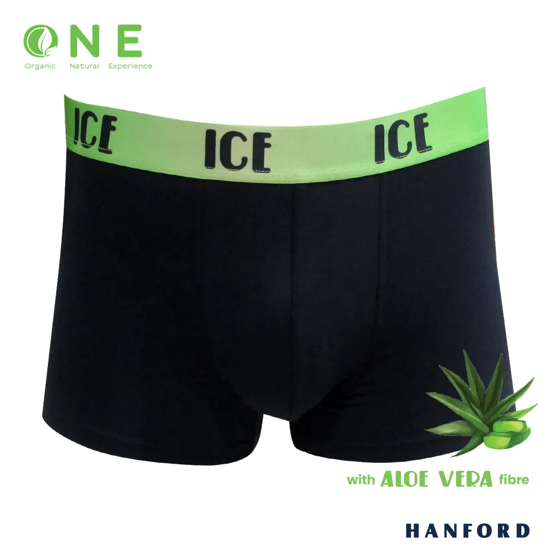 Hanford iCE Men O.N.E. Collection Aloe Vera w/ Modal Spandex Boxer Briefs - Black (Single Pack)