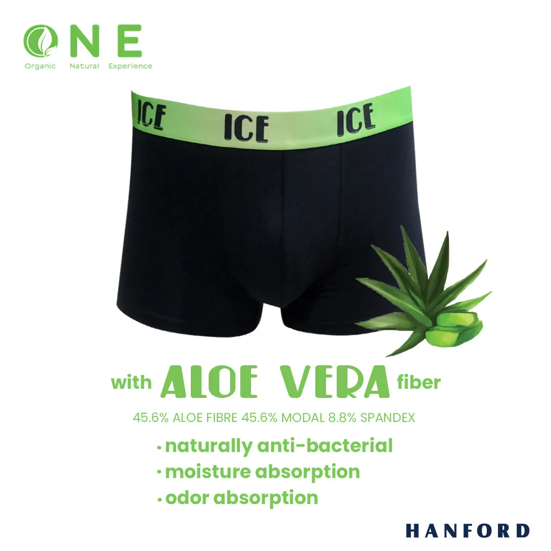 Hanford iCE Men O.N.E. Collection Aloe Vera w/ Modal Spandex Boxer Briefs - Black (Single Pack)