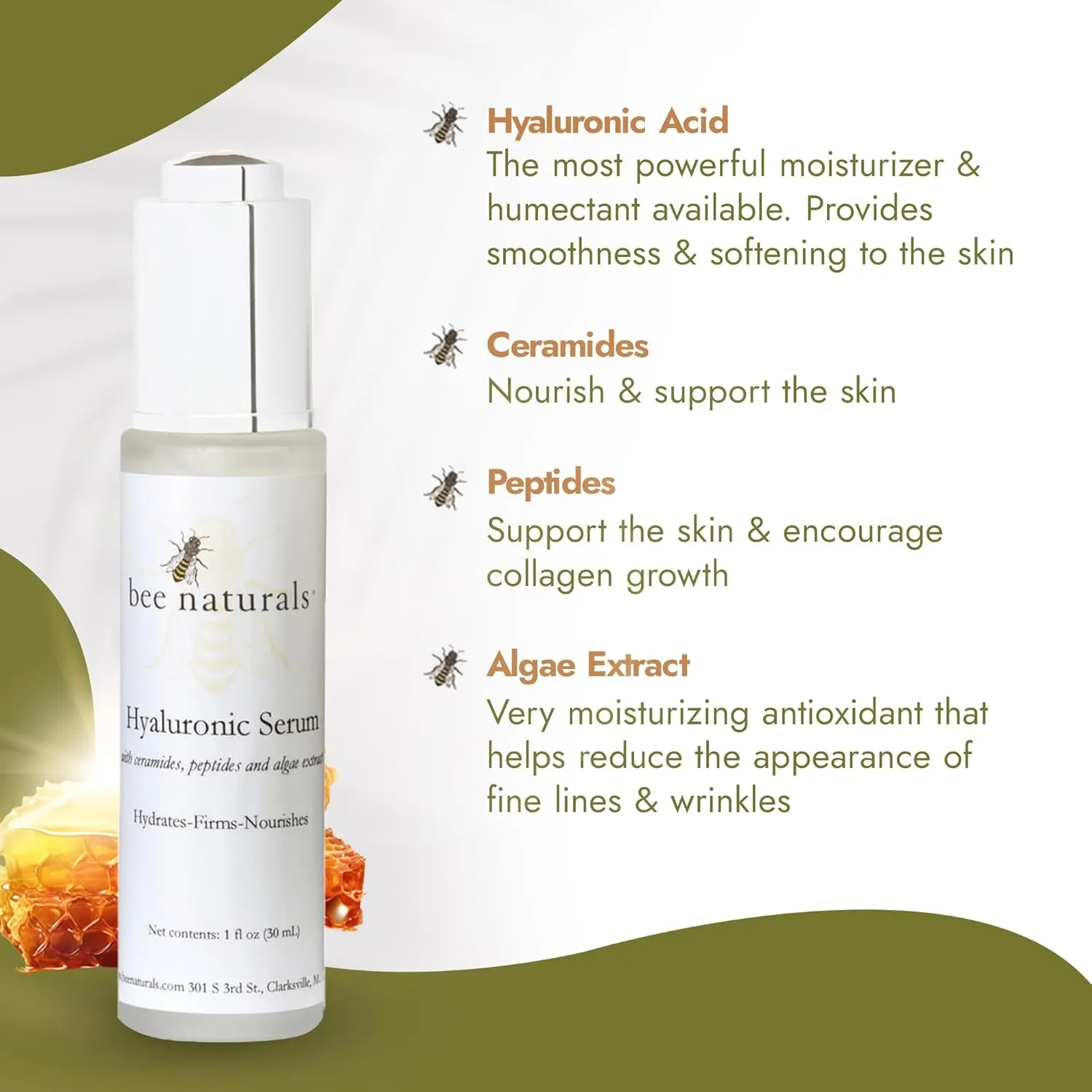 Hyaluronic Serum with Peptides & Ceramides – Multi-Layer Hydration & Anti-Aging Serum for Radiant Skin, Ideal for Post-Peel Recovery, 1 oz