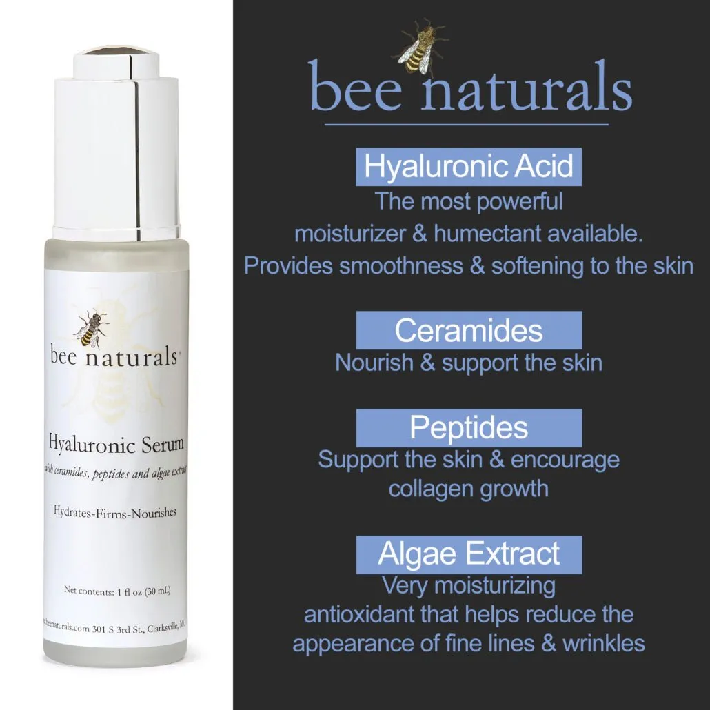 Hyaluronic Serum with Peptides & Ceramides – Multi-Layer Hydration & Anti-Aging Serum for Radiant Skin, Ideal for Post-Peel Recovery, 1 oz