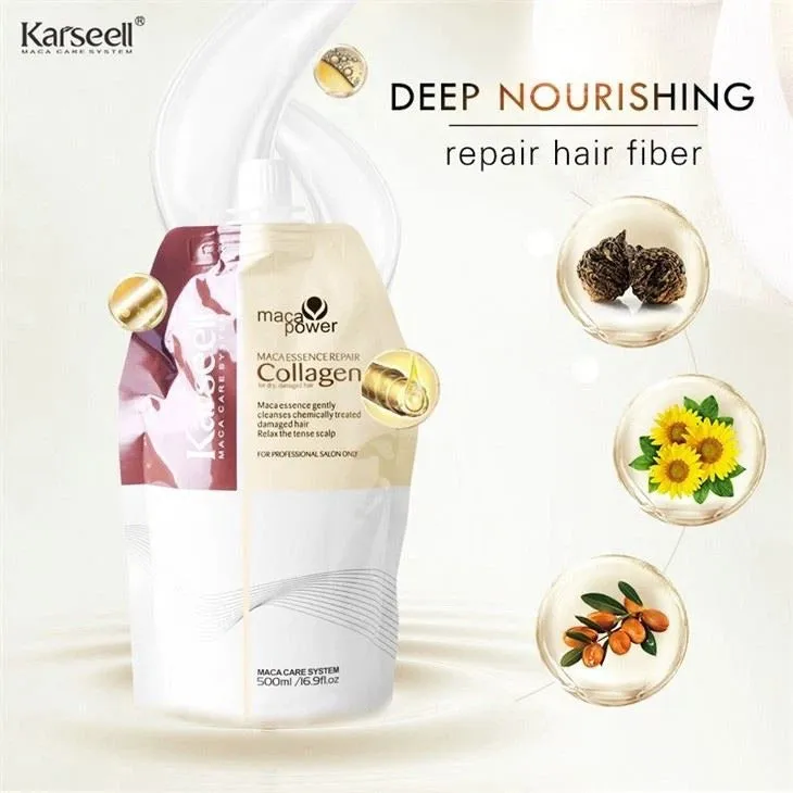 Karseell Collagen Hair Treatment Mask - Deep Repair Conditioning Argan Oil Collagen Hair Mask Essence For Dry & Damaged Hair - 16.90 oz 500ml