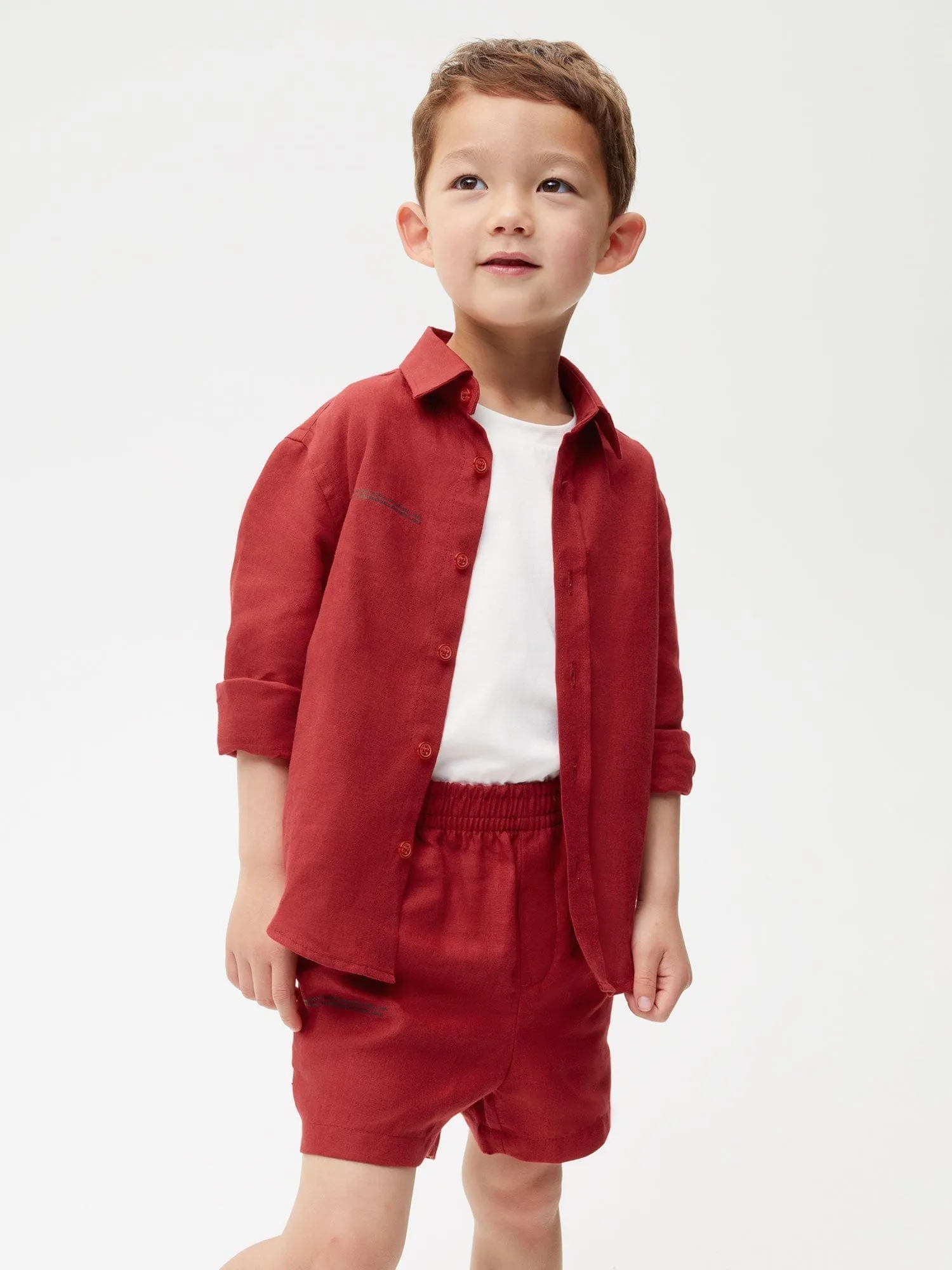 Kids Aloe Linen Shortscranberry red