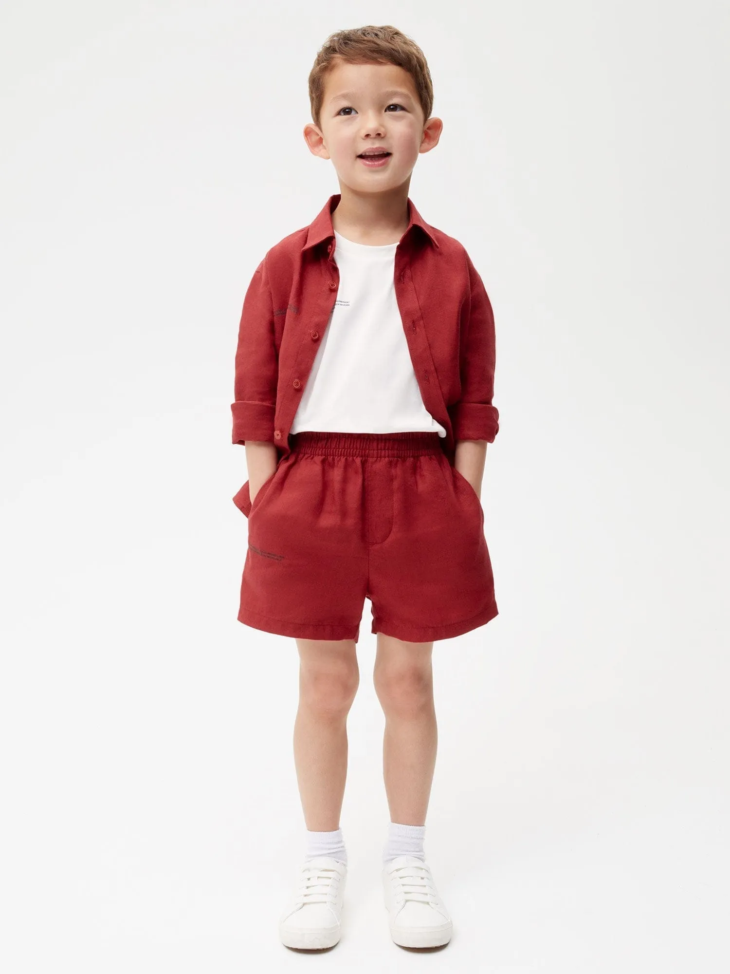 Kids Aloe Linen Shortscranberry red