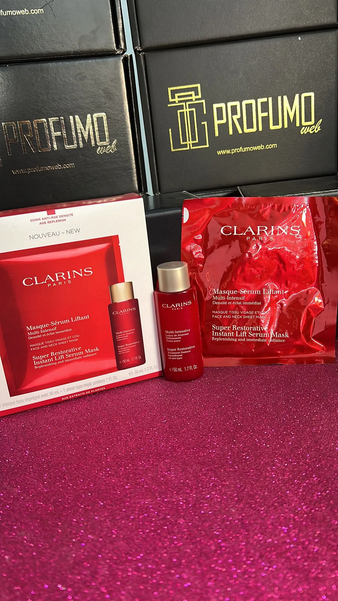 Kit Clarins Masque Serum Liftant   Super Restorative Instant Lift Serum Mask