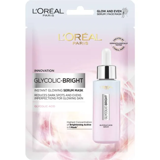L'Oréal Paris Glycolic Bright Instant Glowing Serum-Infused Sheet Mask