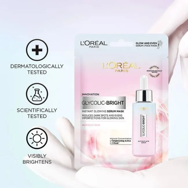 L'Oréal Paris Glycolic Bright Instant Glowing Serum-Infused Sheet Mask