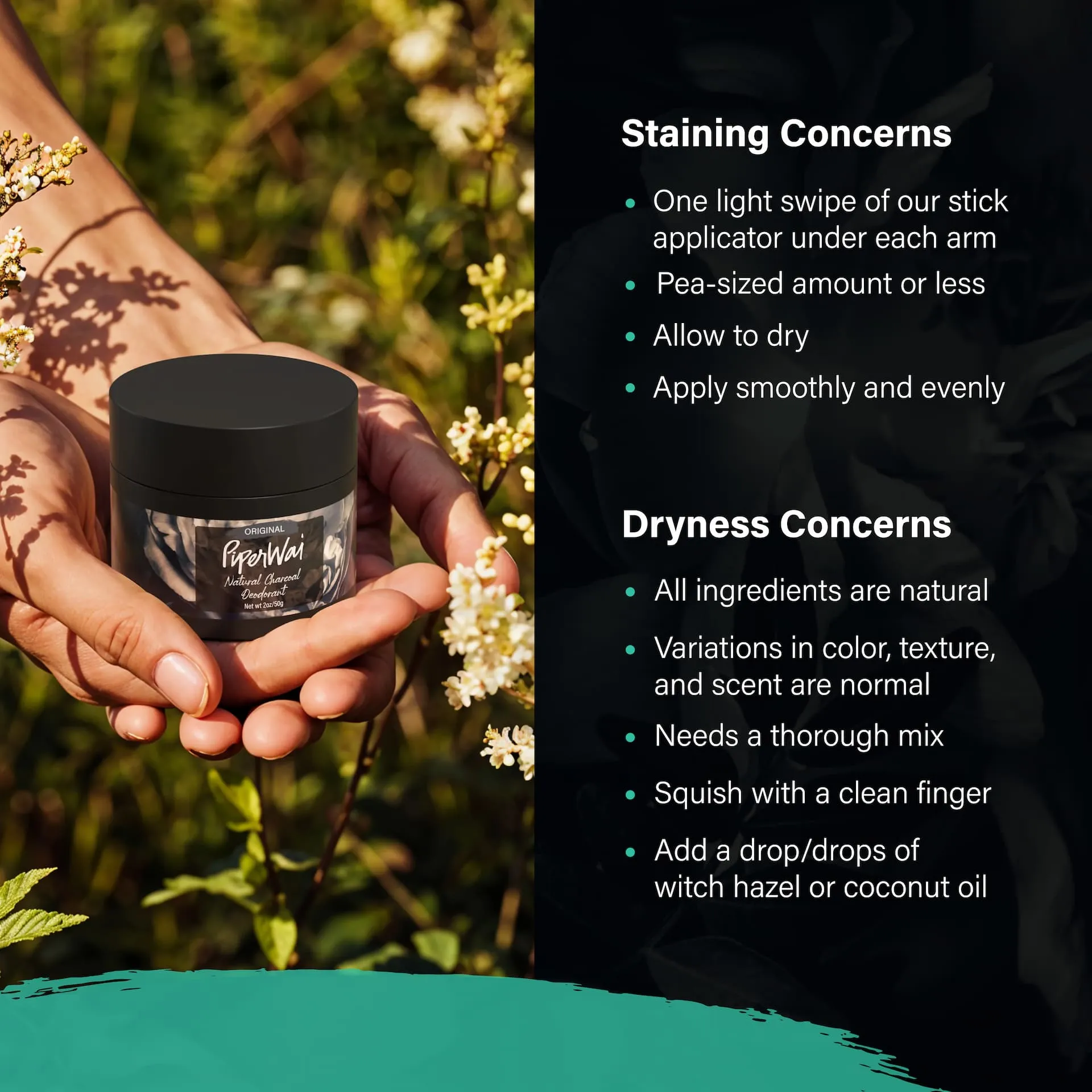 Natural Deodorant Cream without Aluminum, Activated Charcoal