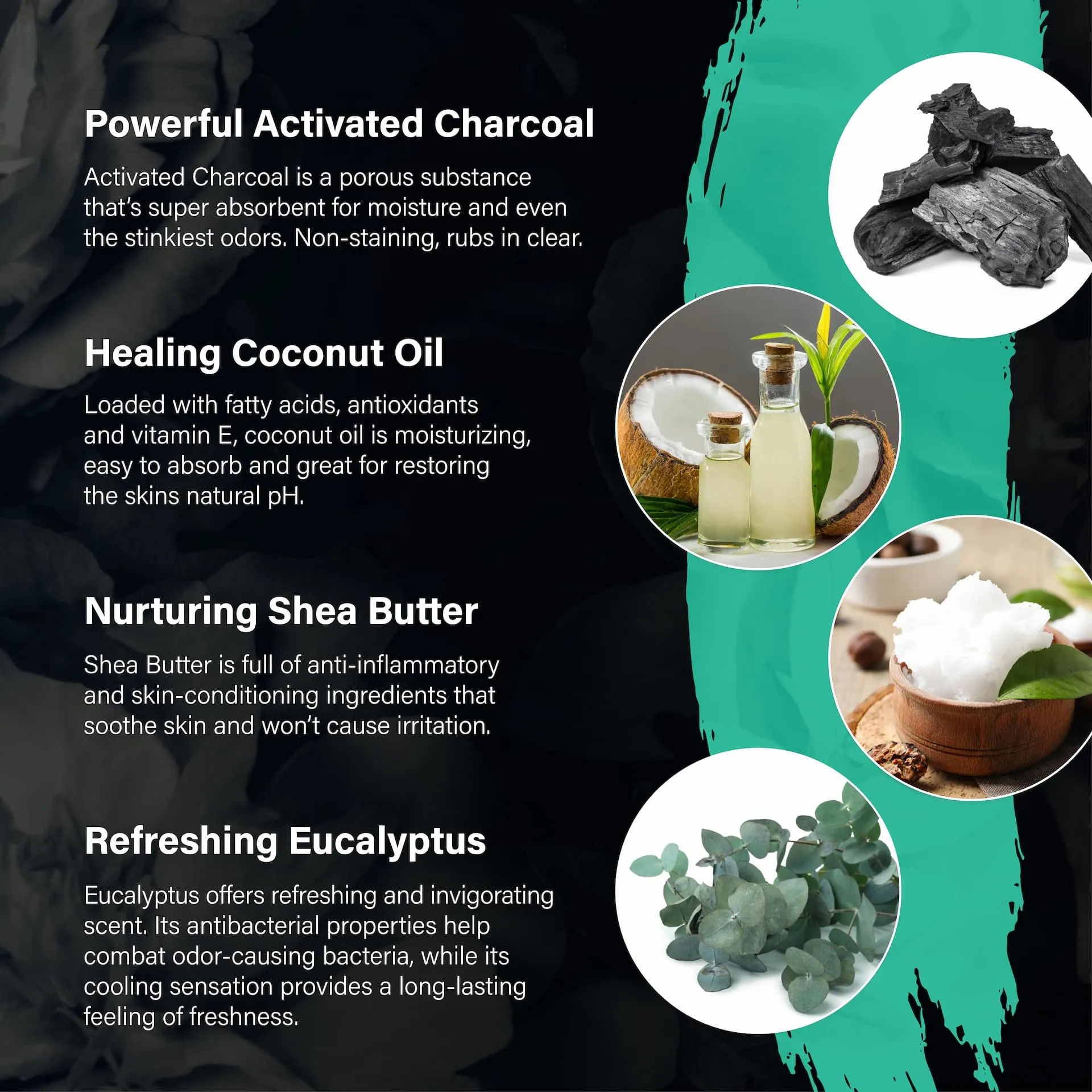 Natural Deodorant Cream without Aluminum, Activated Charcoal