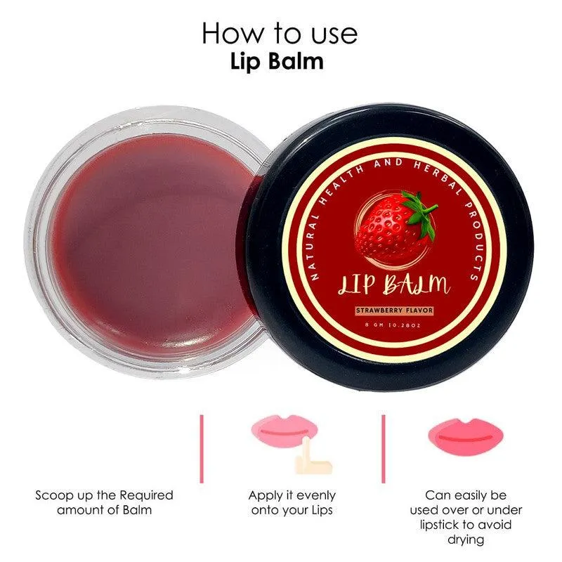 Natural Health and Herbal products Kissable Strawberry Lips Balm - Taste the Freshness Maroon Tinted Bright Lips 12 Hrs Miniaturization, Long Lasting, Romantic, Kissable, Smooth Enriched, Lip Care- 8g