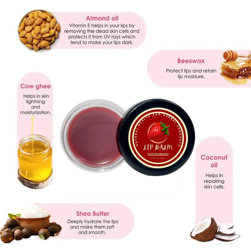Natural Health and Herbal products Kissable Strawberry Lips Balm - Taste the Freshness Maroon Tinted Bright Lips 12 Hrs Miniaturization, Long Lasting, Romantic, Kissable, Smooth Enriched, Lip Care- 8g