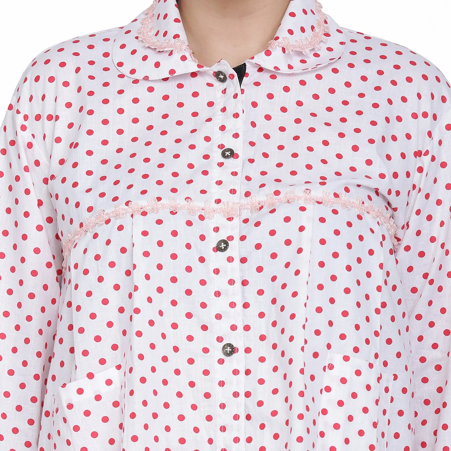POLKA DOT PINK NIGHT SUIT WITH EYE AND FACE MASK