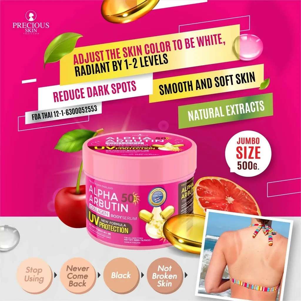 Precious Skin Thailand Alpha Arbutin SPF50 UV Protection Collagen Body Serum / Serum Badan 500ml