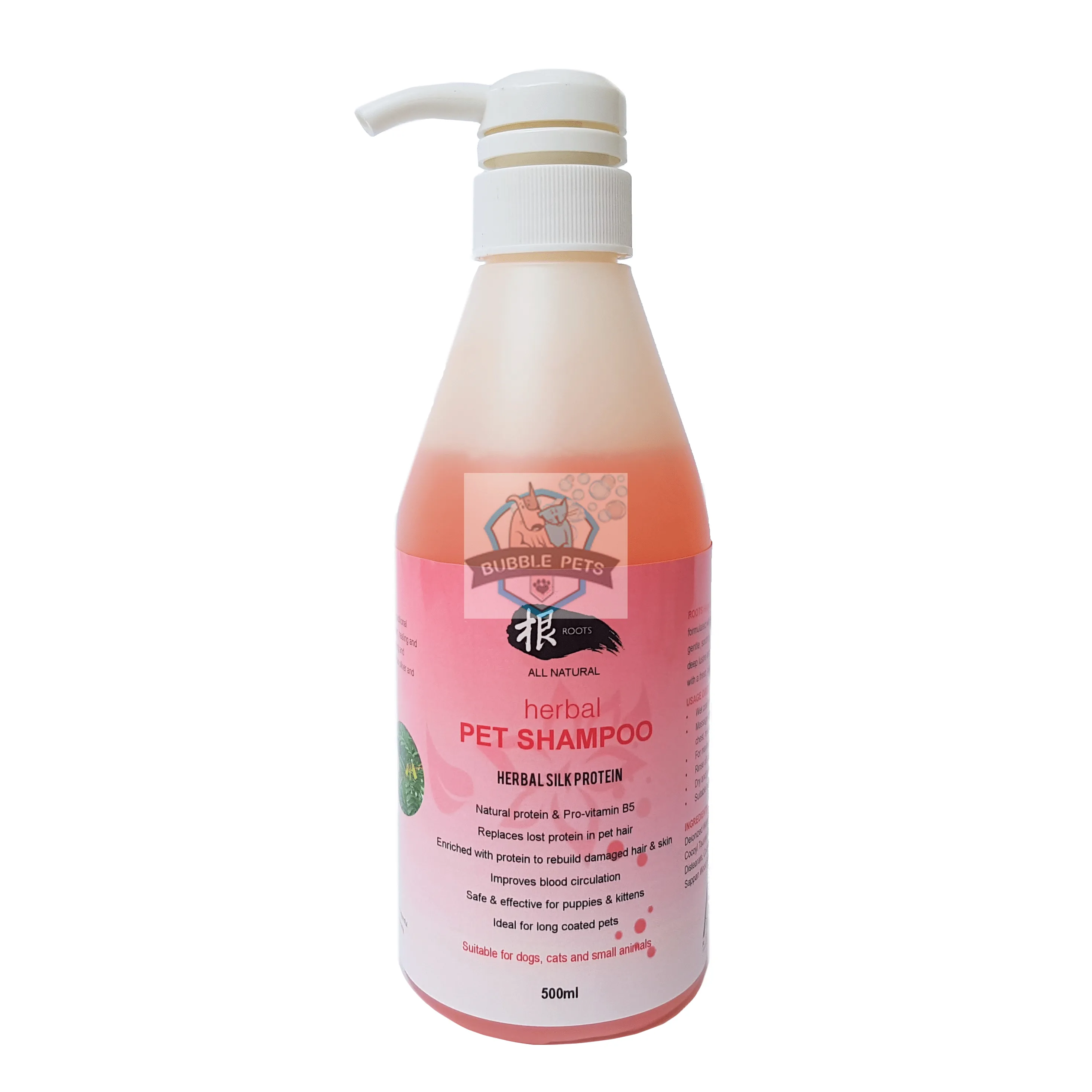 Roots Silk Protein for Long Coat GEN Herbal Shampoo for Dogs Cats