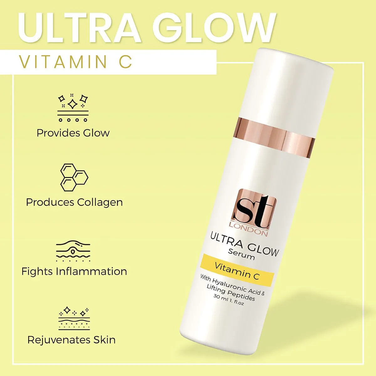ST London - Vitamin C   Hyaluronic Acid & Lifting Peptides Ultra Glow Serum, 30ml