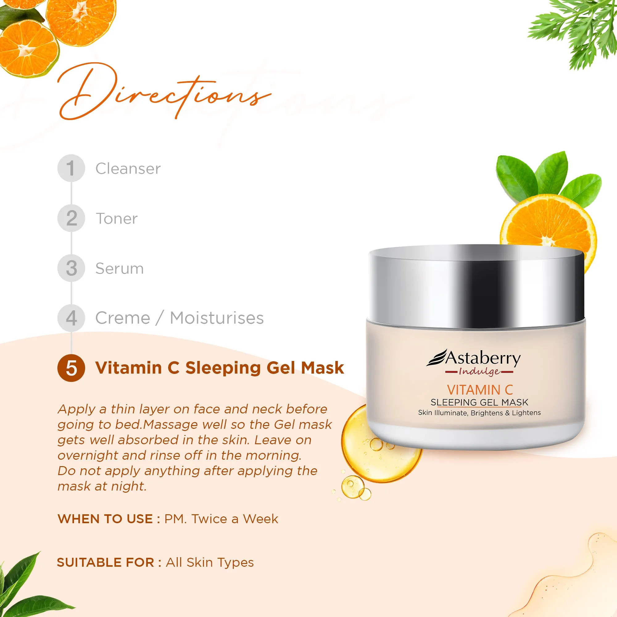 Vitamin C Sleeping Gel Mask For soft and healthy Skin - 50ml